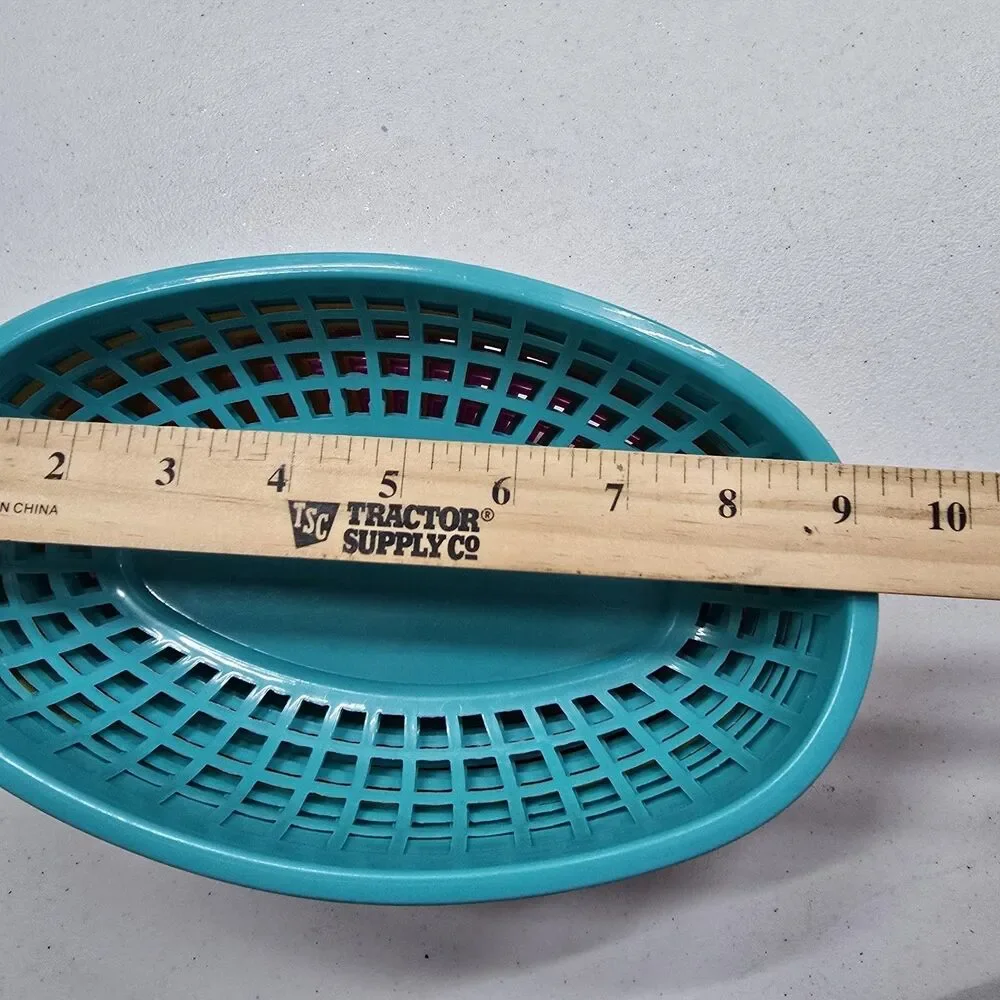 4- Plastic Oval Food Baskets Yellow Stackable Dishwasher Safe
